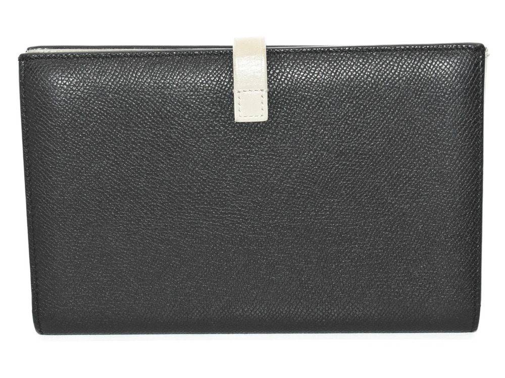 Celine calfskin Strap Wallet grained Black leather Black